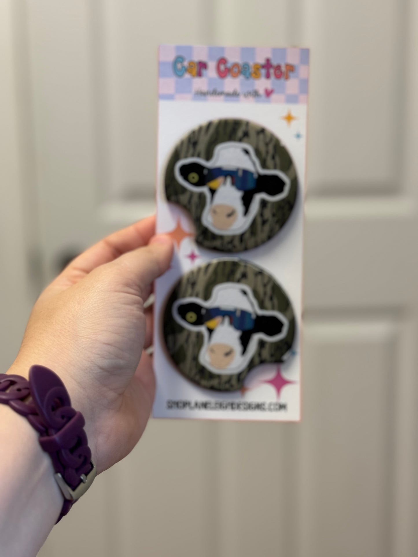 Camo Cow Car Coasters